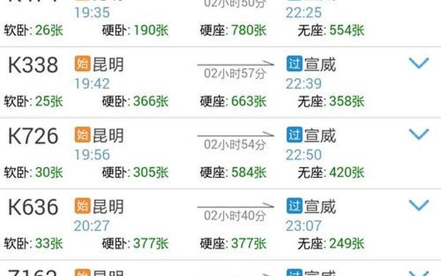 昆明到西双版纳的火车票价