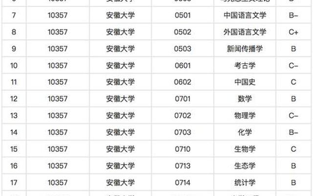 安徽大学前十排名