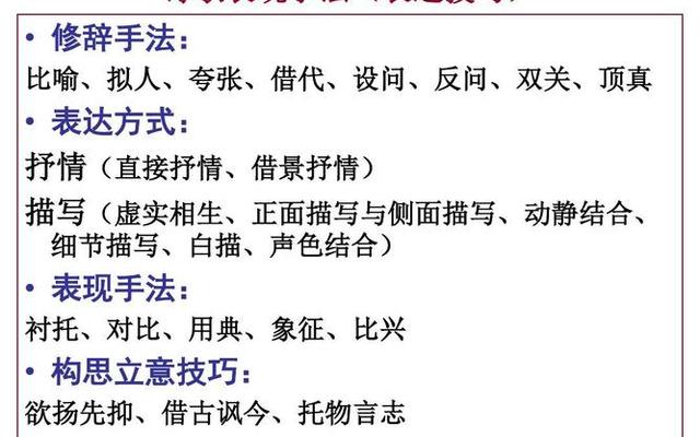 古诗词的十大表现手法及作用